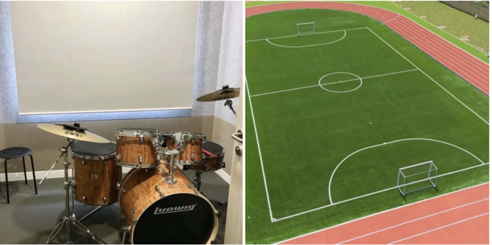콩코드 컬리지 국제학교 음악실과 축구장